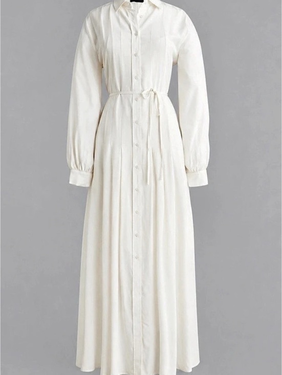 J. Crew Dresses & Skirts - J. Crew Long-Sleeve Cinch Waist Maxi Shirtdress White (Ivory)